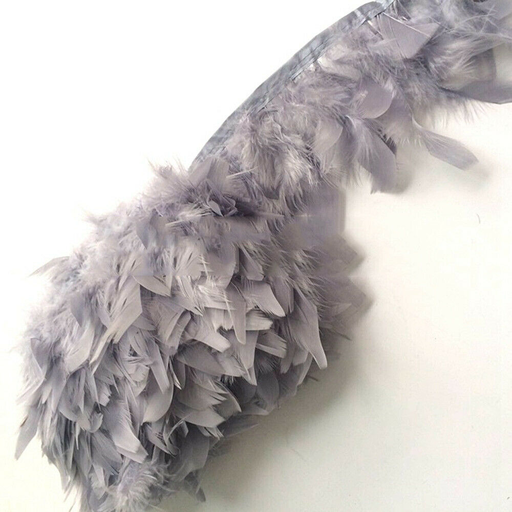 1M Turkey Feather Trim Clothing Wedding Dress Sewing Edge Craft DIY Accessories