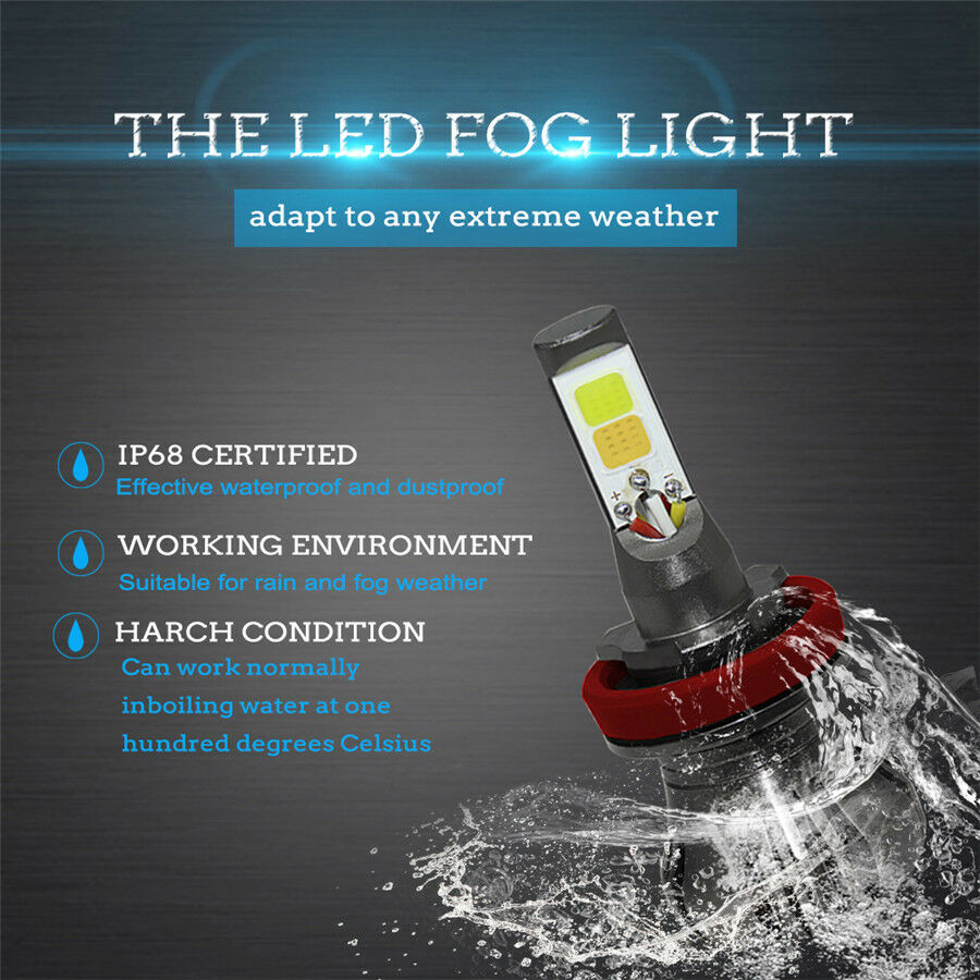 2x LED H8 H9 H11 White/Yellow Dual Color Strobe Blinking Car Fog Light Kit