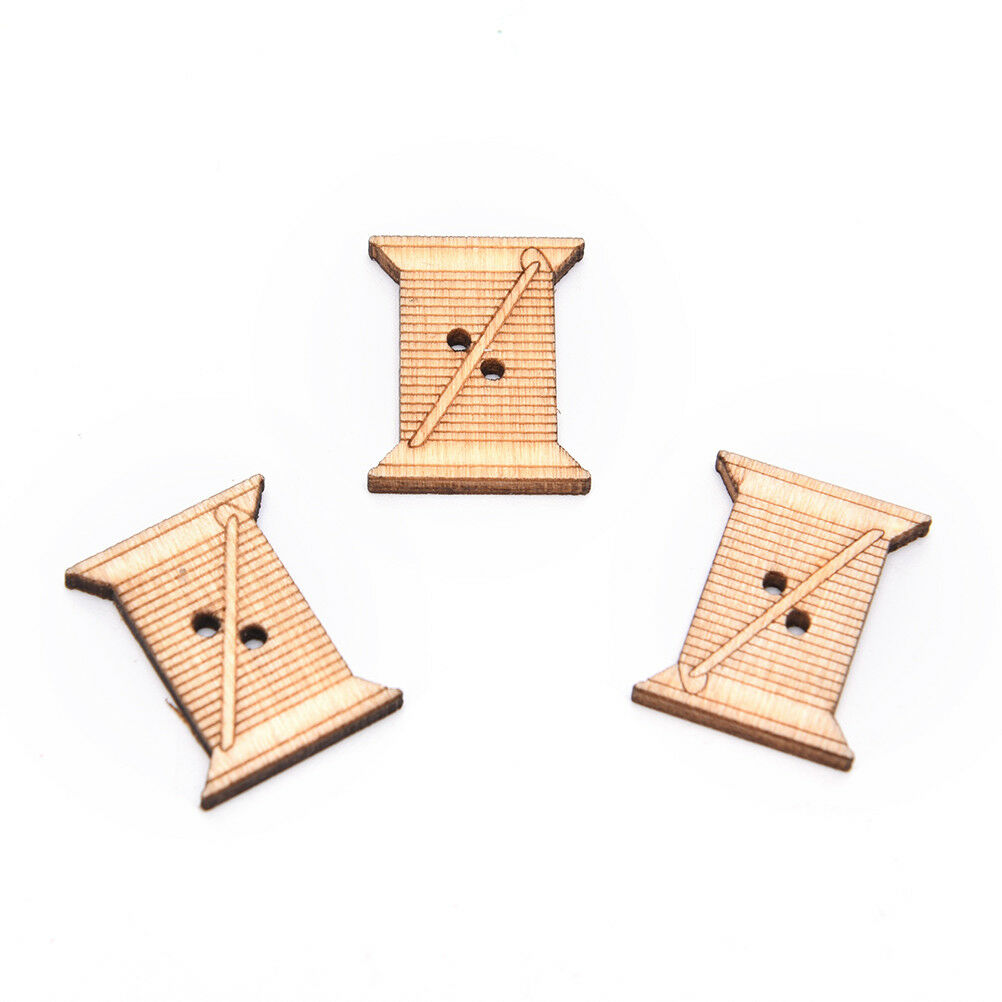 50pcs sewing tool wooden handmade buttons scrapbooking carft for decoratio.l8
