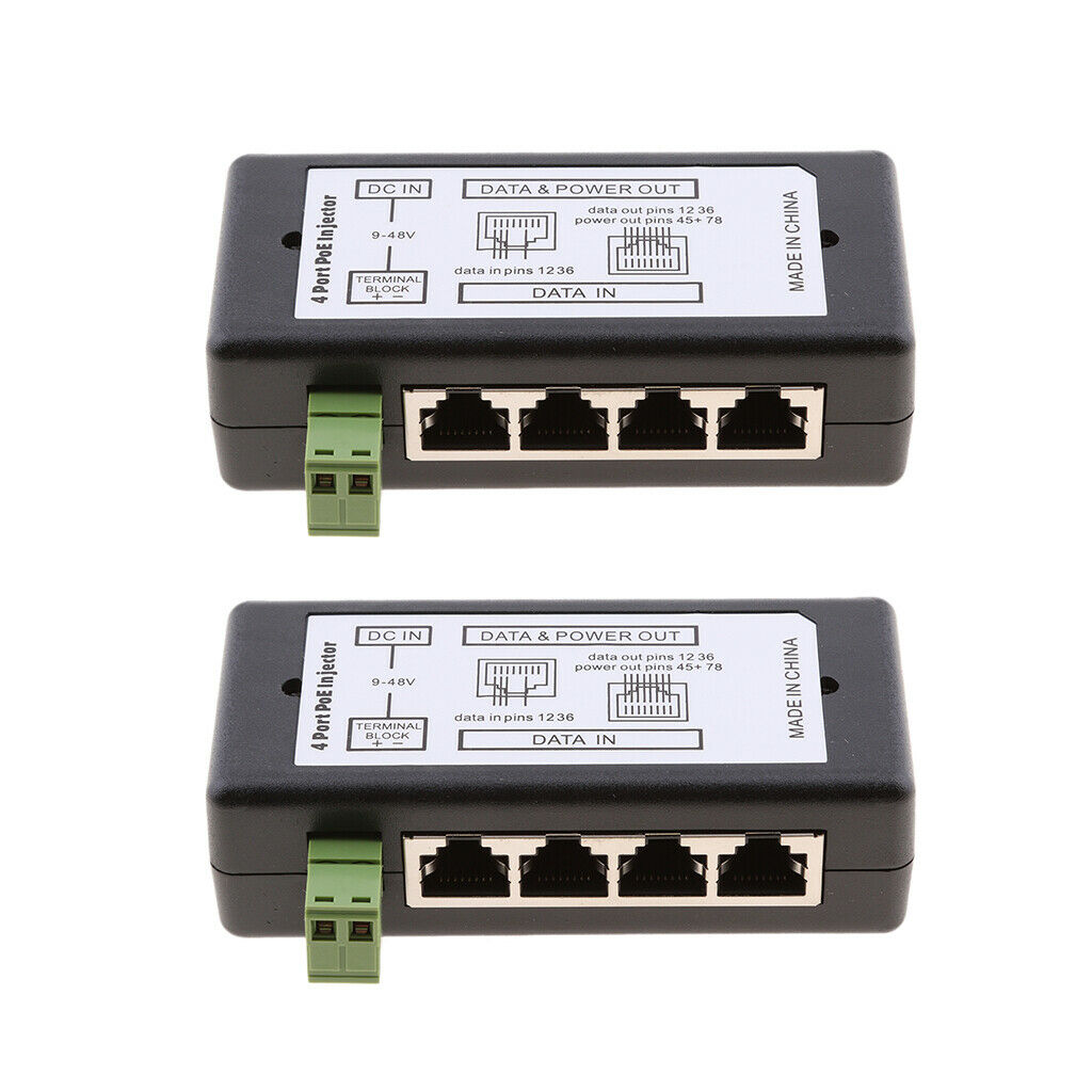2x Premium 12-48V 4POE Ports Injector Switch Passive Power Chargers & Adapters