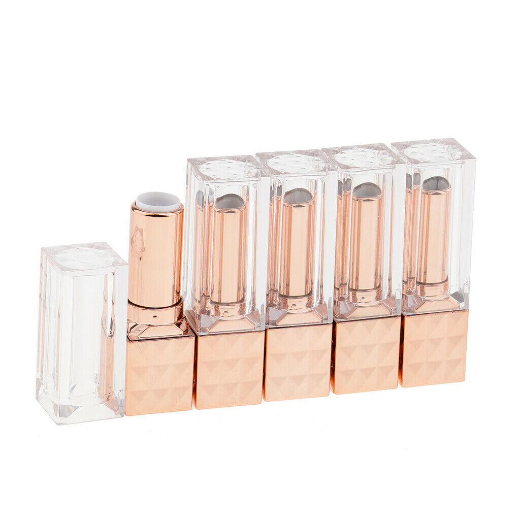 Pack of 5 Diamond Pattern DIY Lipstick Tubes Containers with Clear   Set