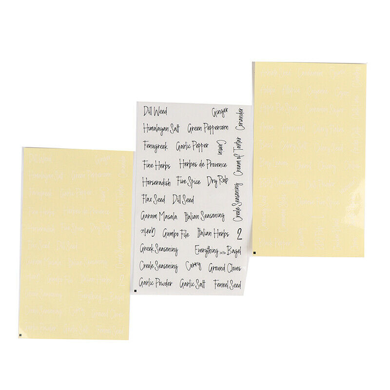 Transparent Spice Stickers Waterproof Black White Preprinted Pantry StickersFCA