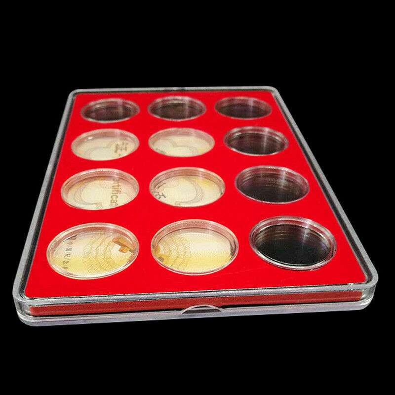 12 Holes Coin Collection Box Protective Display Case Storage Organizer Holder