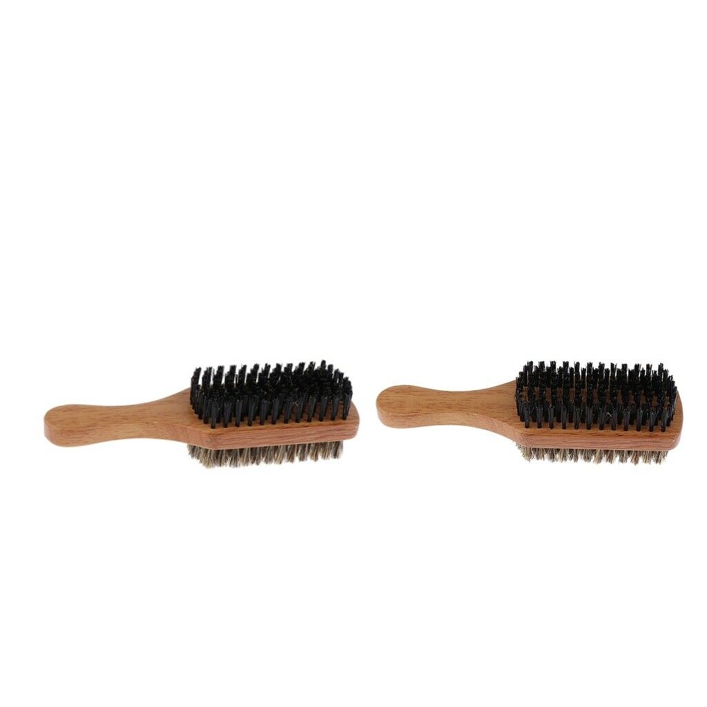 2pcs Male Antistatic Beard Cleaning Shaping Smoothing Brush W/Wood Handle