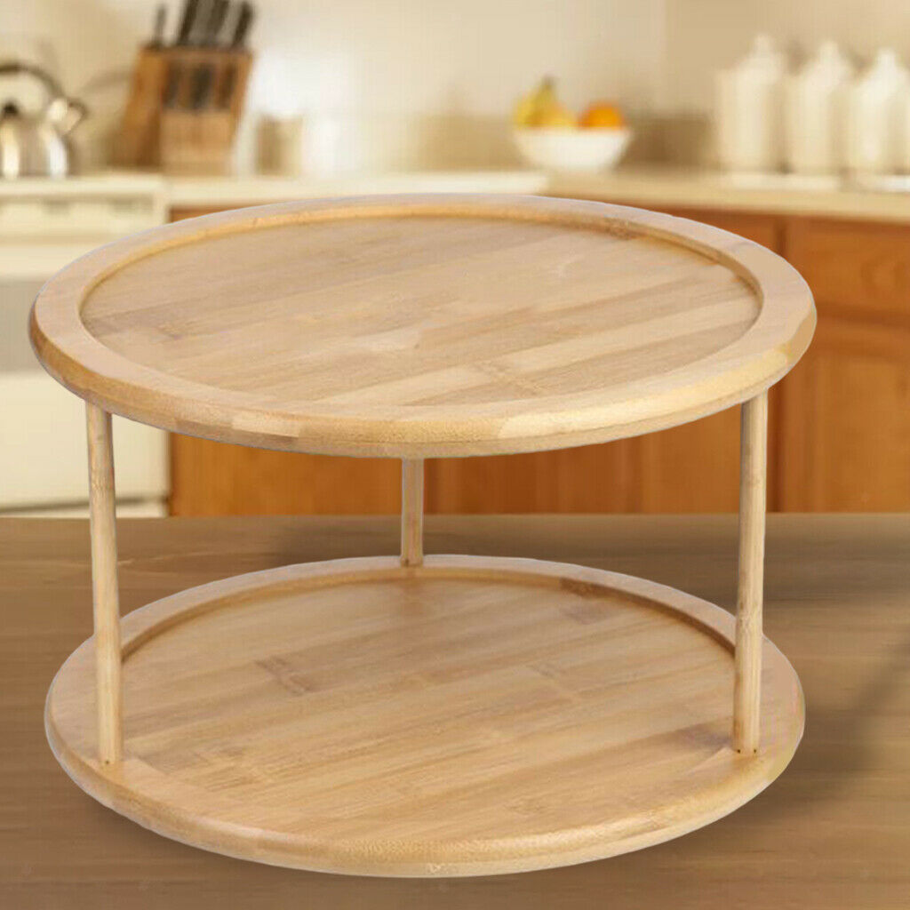 Wooden 2 Tier Removable Spice Rack Holder 12inch Organizer for Countertop