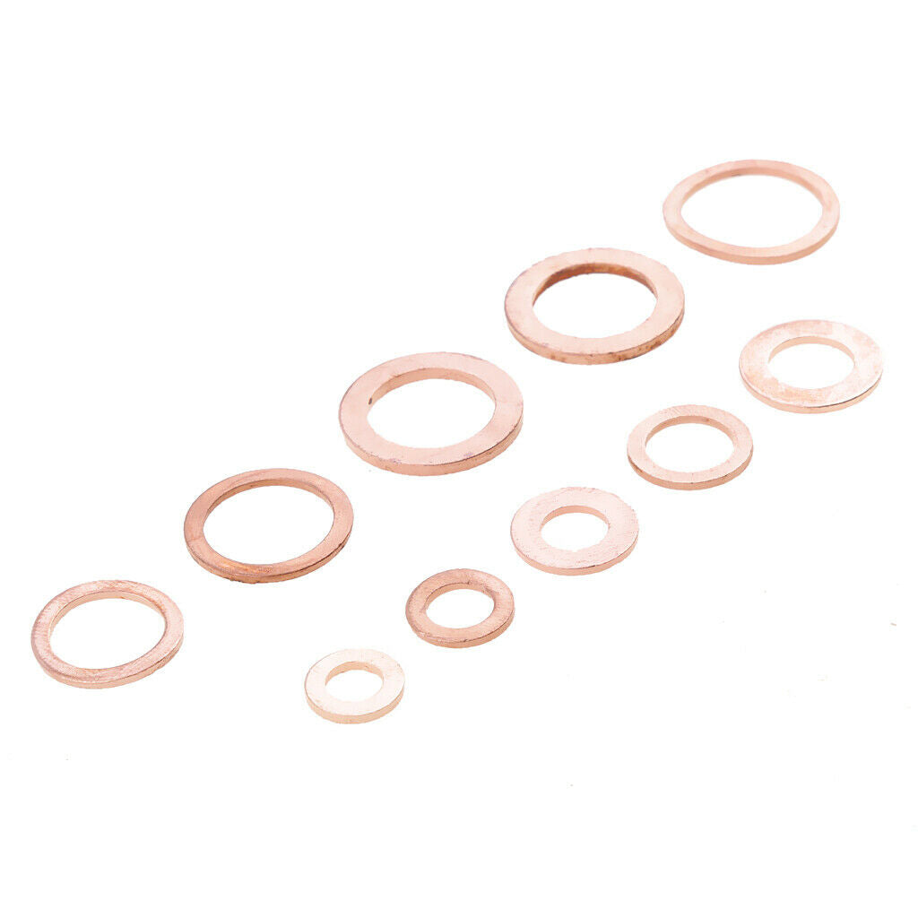 200 Pcs Metric Flat Ring Copper Sealing Washer Assortment Set - 12 Sizes of M5