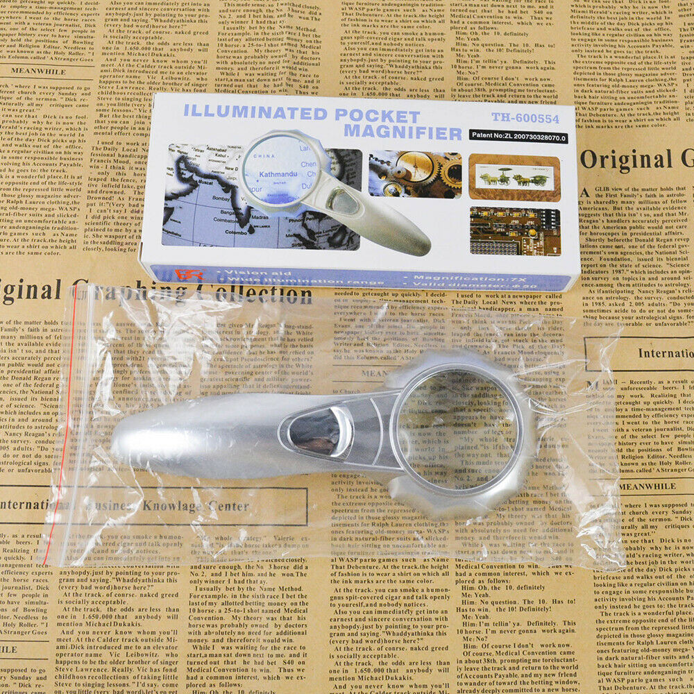 Old man magnifying Top loupe diamond  large  reading  LED light  lens