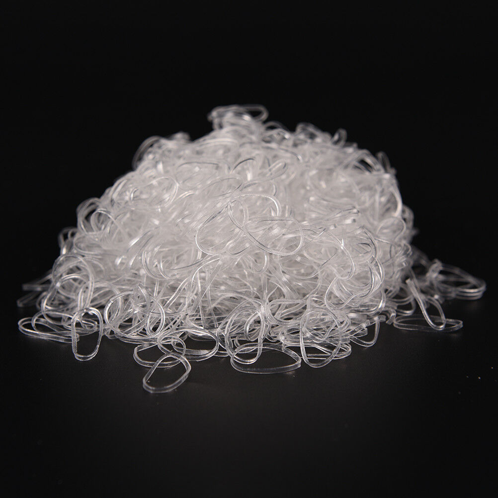 2000pcs Transparent Poly Rubber Braiding Plaits Hair Elastic Bands Small .l8