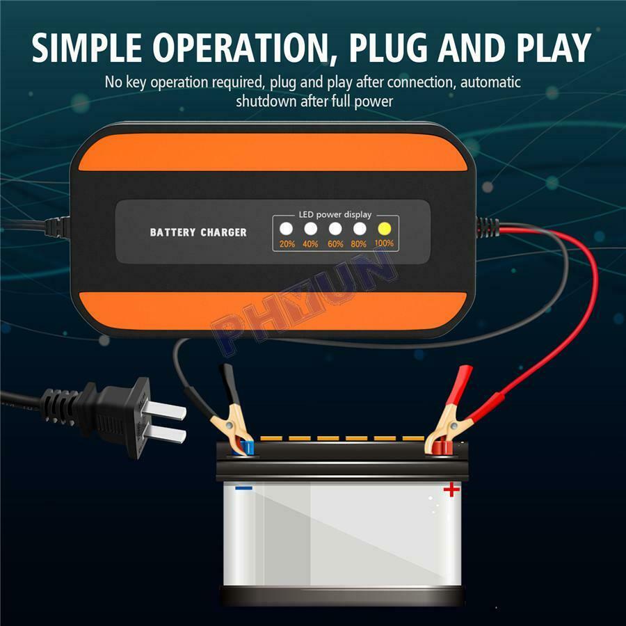 13.8V Wide Voltage Motorcycle Car Battery Charger Digital For Lead-acid Battery