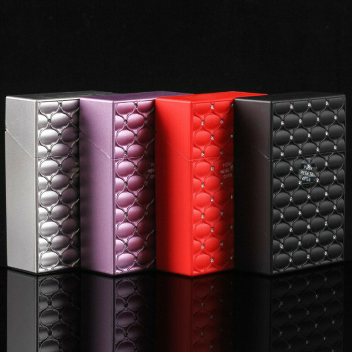 With Diamond  Fine Count Cigarette Case Hand Roll Card Storage Box Holder Pocket