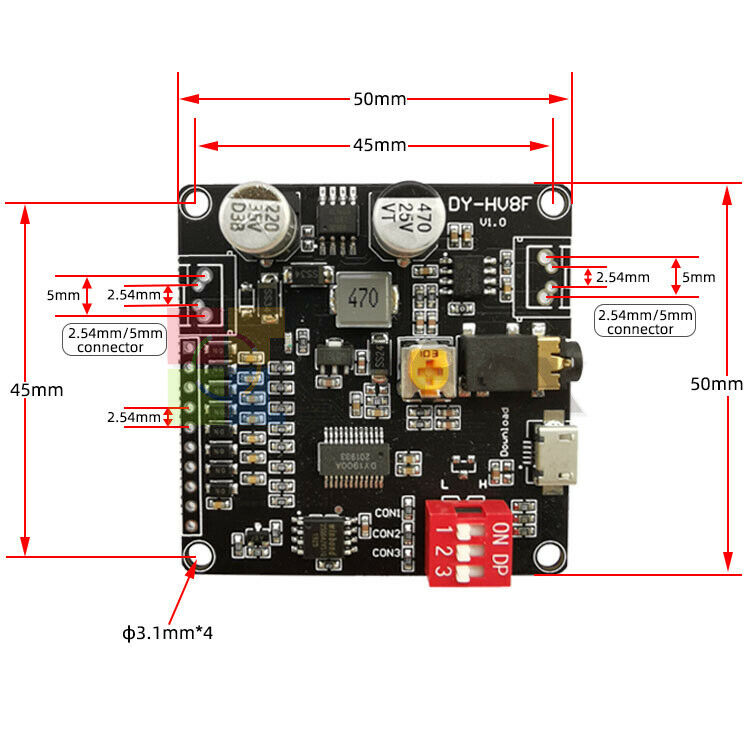 12V 24V Voice Playback Module One-to-One Trigger Serial Port Control For Arduino