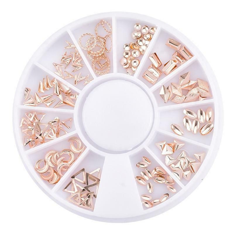 1box Nail Art Decals Multi-Shape Metal Nails Stickers DIY Decoration Accessories