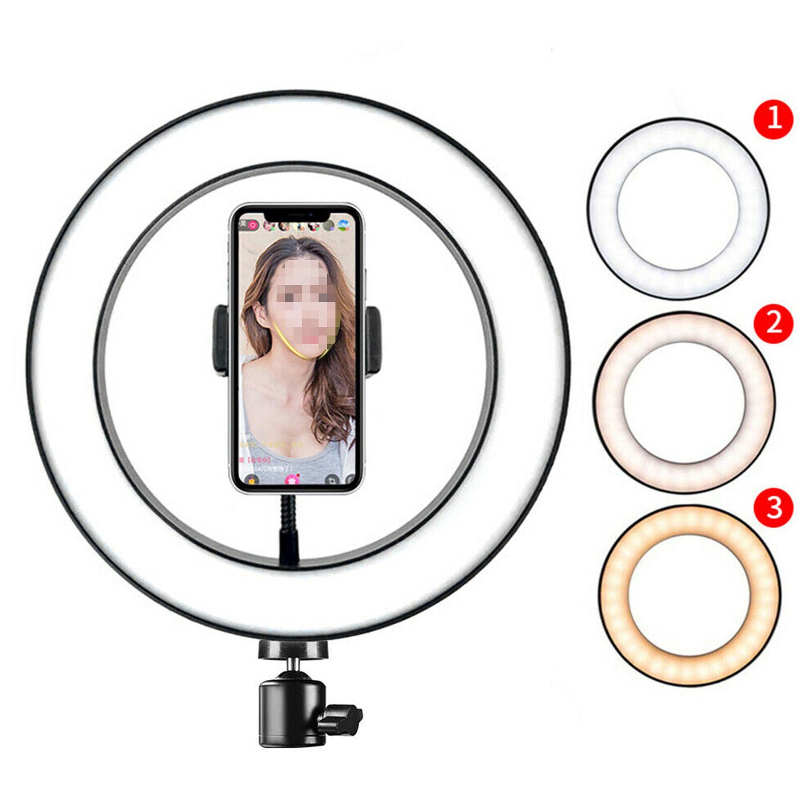 Dimmable 5500K LED Camera Ring Fill Light Photo Phone Video Selfie Annular Lamp