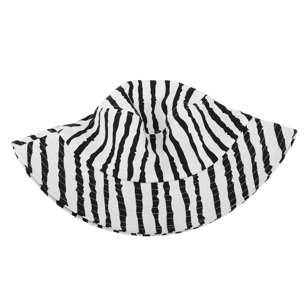 Cotton Packable Summer Travel Sun Hat Bucket Hat Wide Brim   Black and White