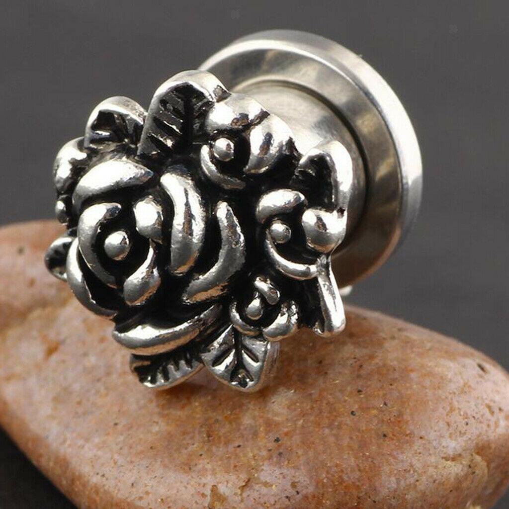 3 Pairs Stainless Steel   Tunnel Stretching Piercing Ear Plugs 14mm