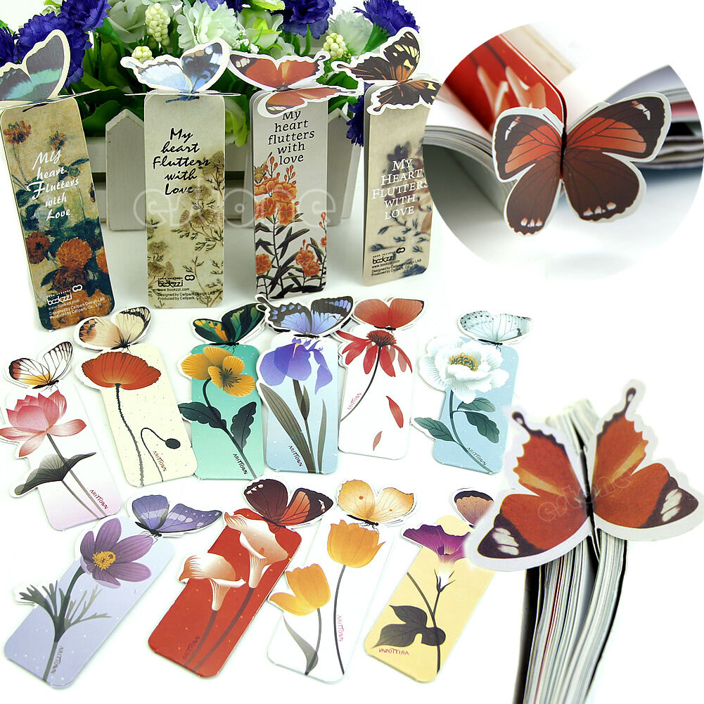 10x Creative Butterfly Bookmark  Cartoon Book Mark Paper Clip Office Scho.l8