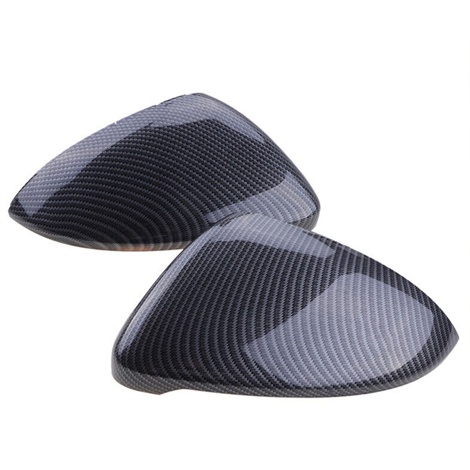 Pair Carbon Fiber Black Replacement Side Mirror Cover Caps For VW Golf GTI MK7 R