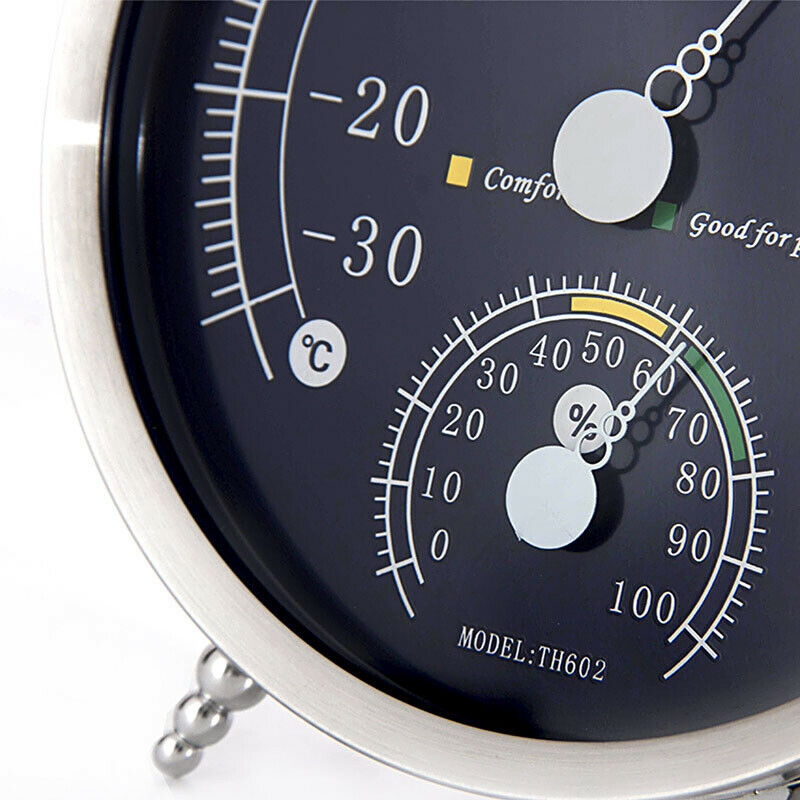 Household Stainless Steel Watch Celsius Analog Thermometer Hygrometer