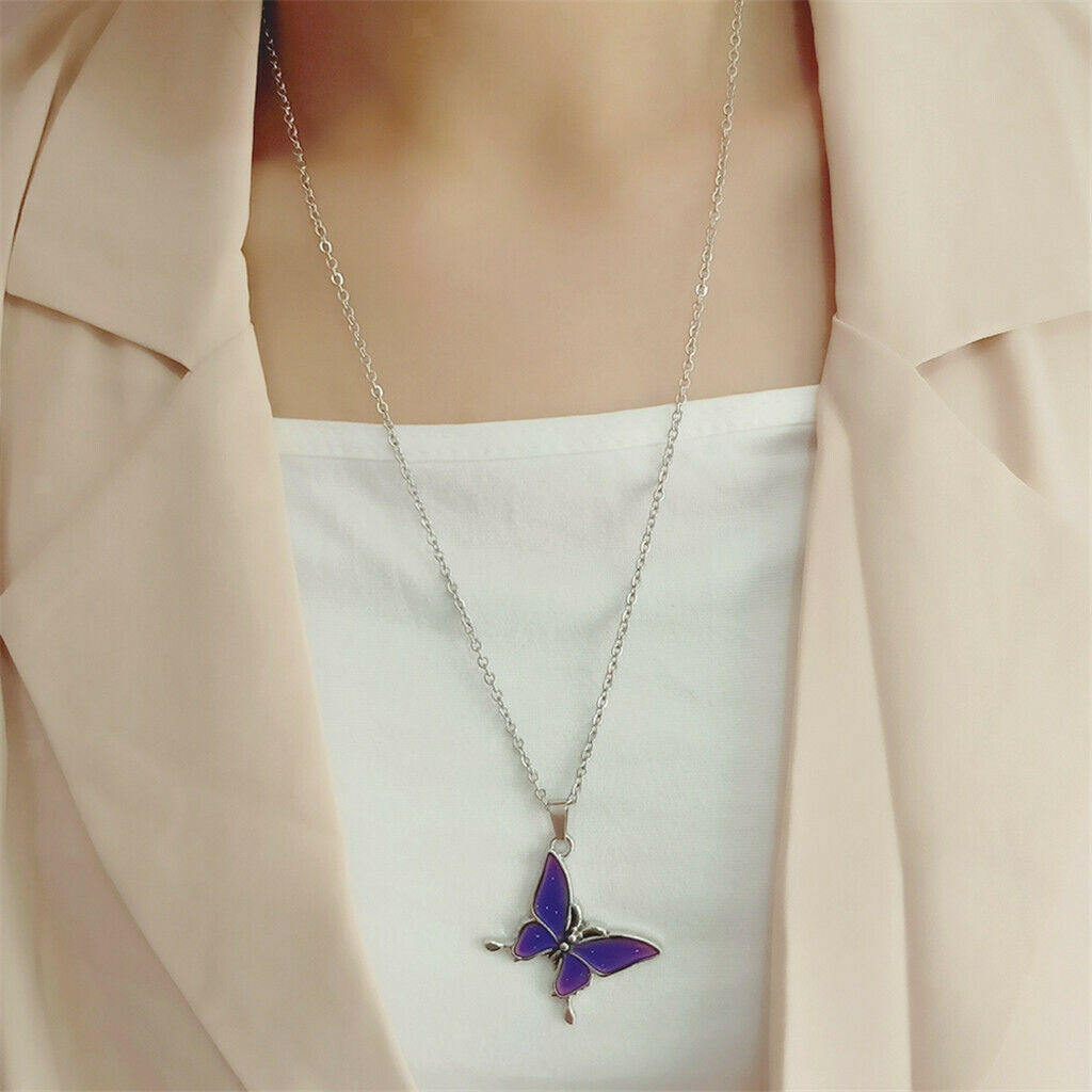 2 Pieces Color Change Mood Emotion Necklace Changeable Jewelry Set Gifts