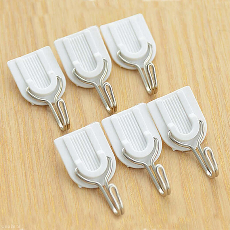 6Pcs Self Adhesive Wall Door Hook Hanger Bag Keys Bathroom Kitchen Stick.l8