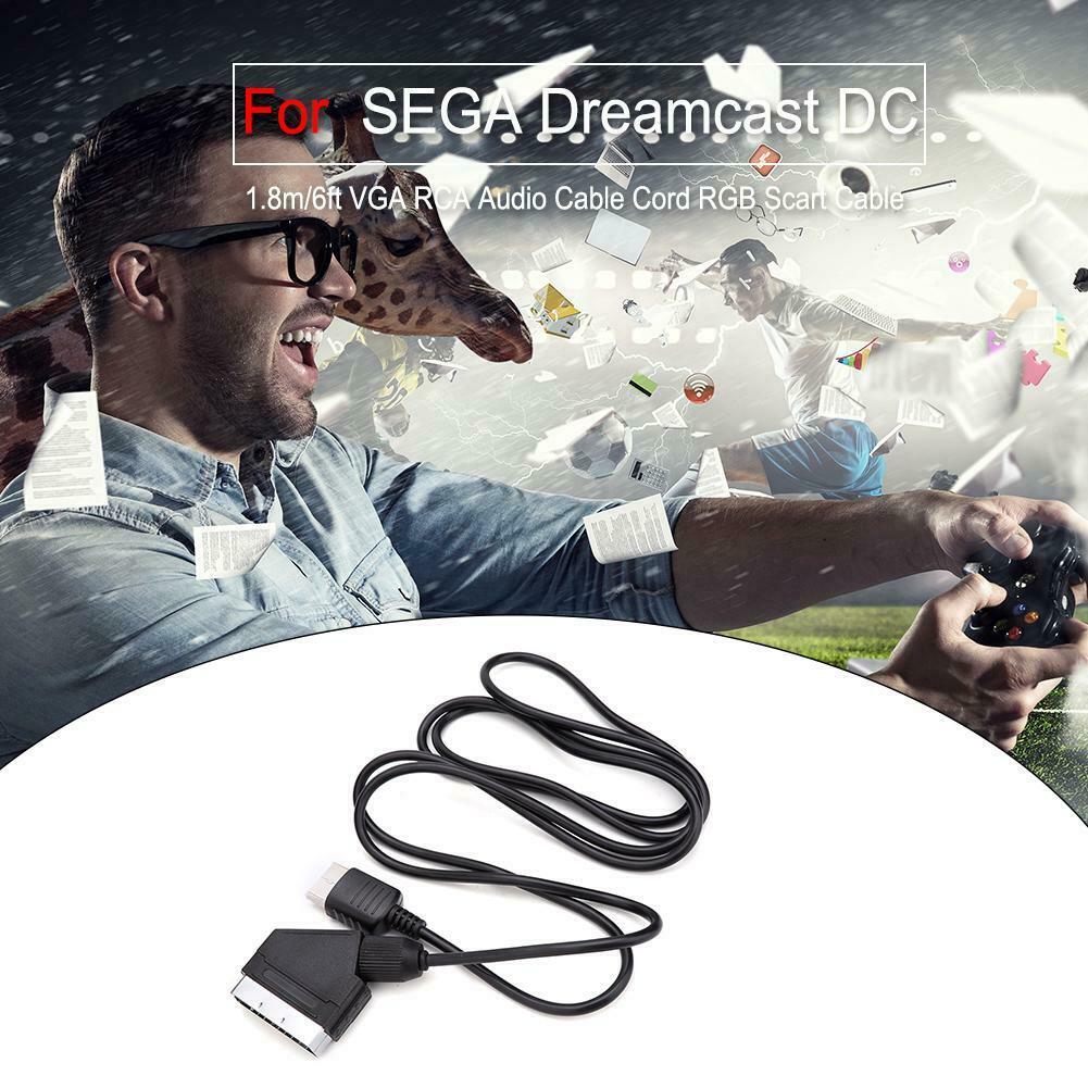 1.8m/6ft VGA RCA Audio Cable Cord RGB Scart Cable for SEGA Dreamcast DC @