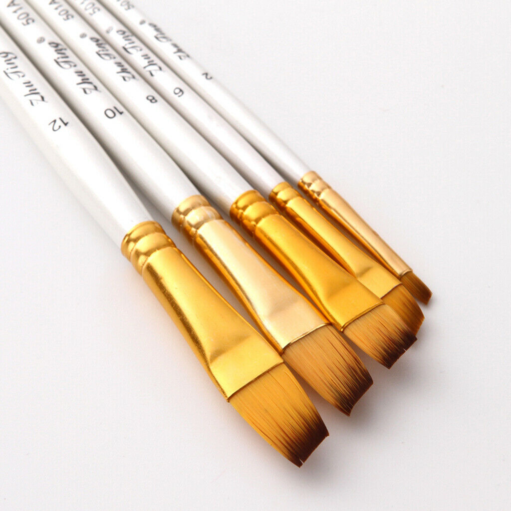 5 Sizes Art Paint Brush Set  for Oil Watercolor Acrylic Face Painting