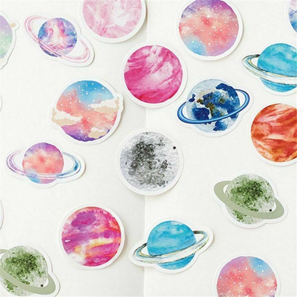 45Pcs/box Planet Stickers Sealing Diary Label DIY Scrapbooking Travel Stickers