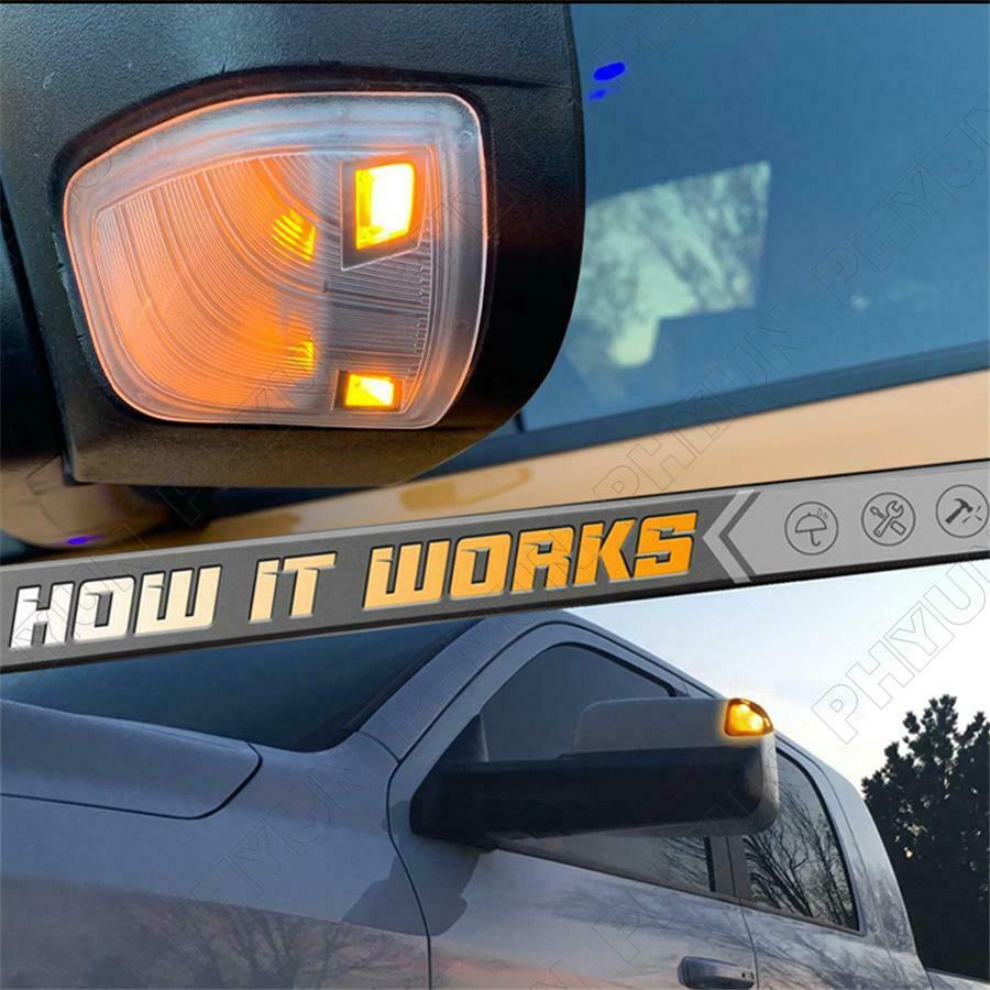 2x Amber Yellow LED Side Mirror Turn Signal Lights For Dodge Ram 1500 2500 3500