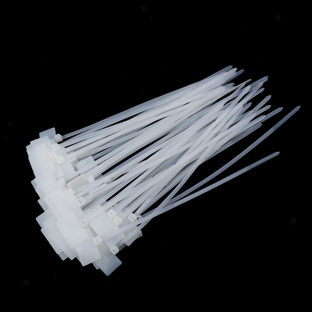 100Piece150mmx4mm Nylon Cable Zip Ties Heavy Duty Self Locking Durable White