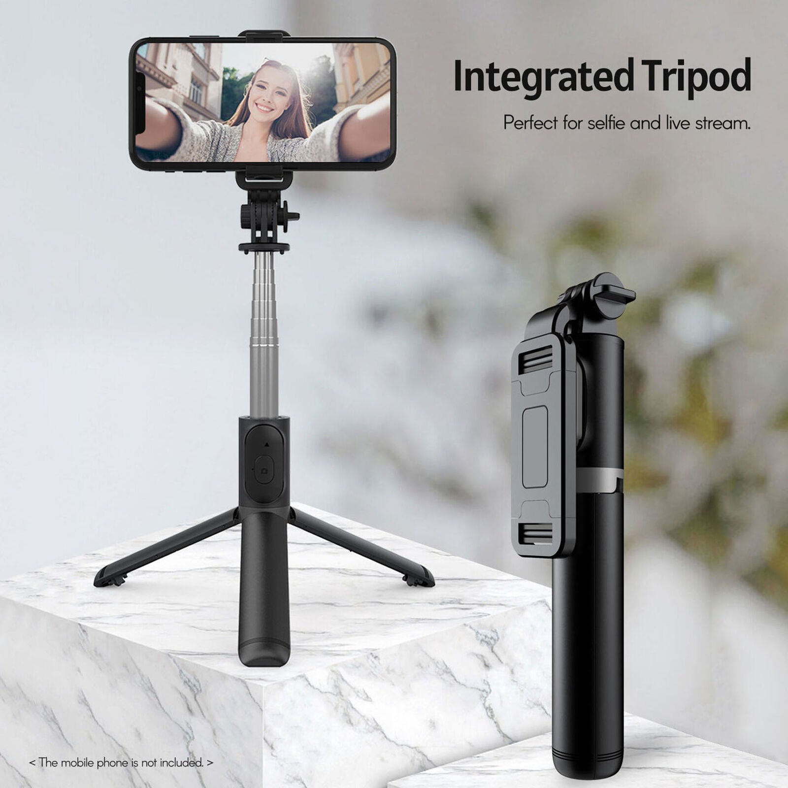 Extendable Wireless Selfie Stick Shutter w/ Remote Control Tripod Phone