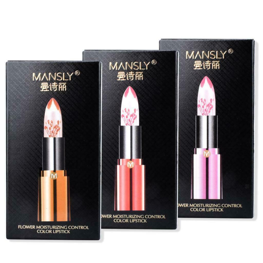 3 Shades DRY FLOWER Clear Jelly Temperature Change Color Lipstick Pink Shade