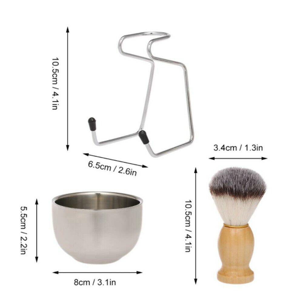 Stainless Steel Shaving Brush Stand Shaving Soap Bowl Kit Men's Shaving Tool Set