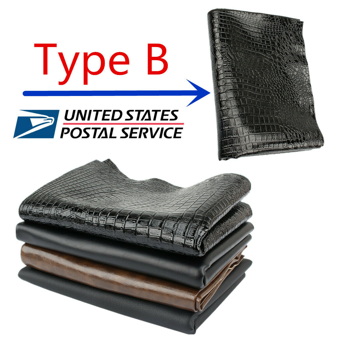 1 Sheet 27"x 39" PU Leather Glossy Black Grain Motorcycle DIY Seat Cover B style