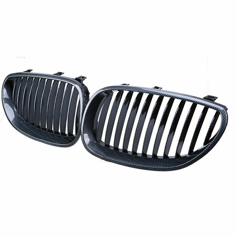 For BMW E60 525i 528i 530i 535i M5 03-09 Pair Carbon Fiber Front Kidney Grilles