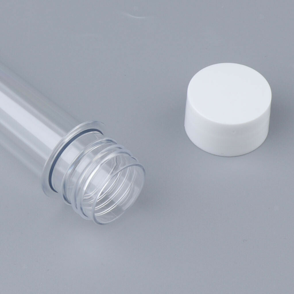 10pcs 40ml Clear PET Plastic Test Tubes with Screw Caps (25x140mm) White