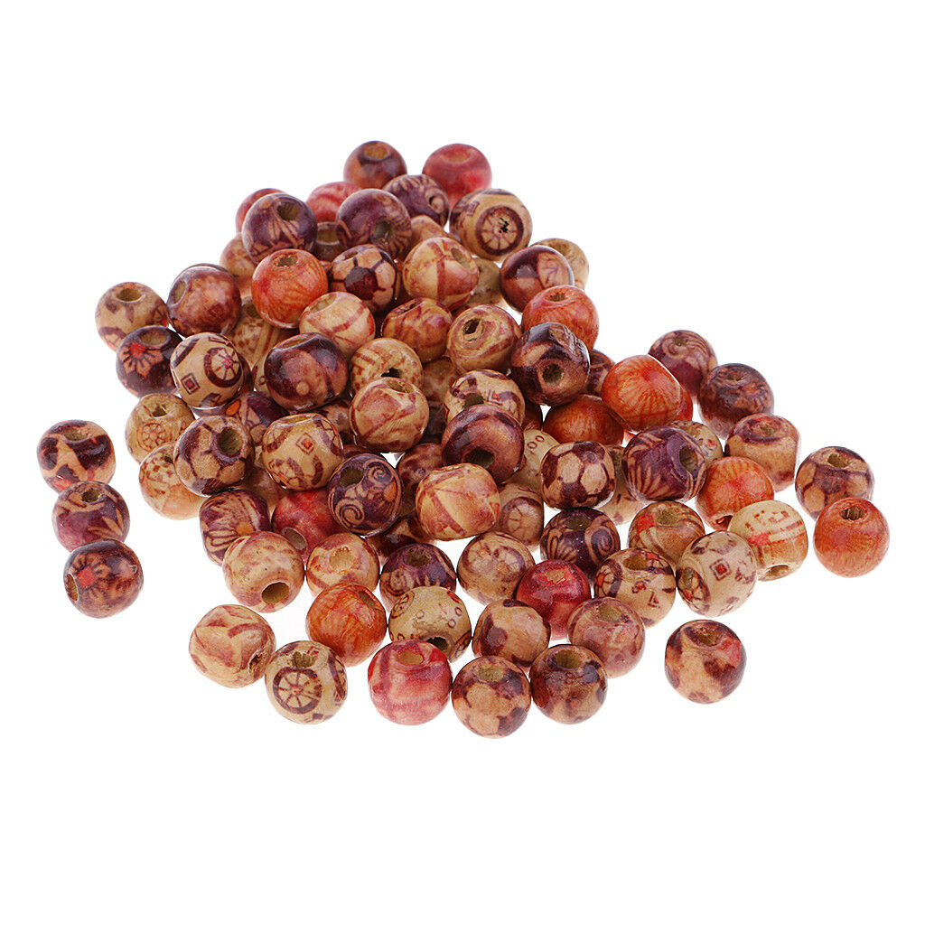Pack 100 Round Wood Spacer Bead Wooden Ball Beads DIY Craft Jewelry Bracelet