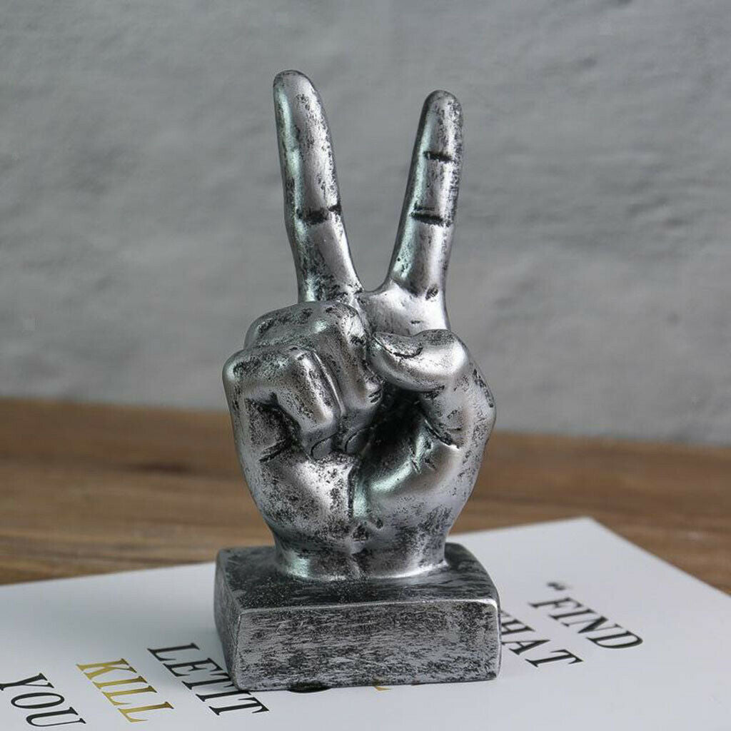 3x Chic Art Hand Gesture Sculpture Statue Office Cabinet Tabletop Decorative