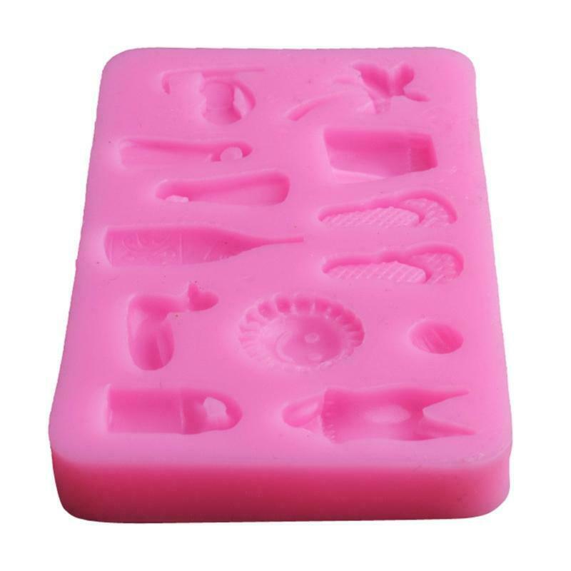 Beach Series Square Fondant Silicone Material Mold Slippers Swimsuit Cake Decors
