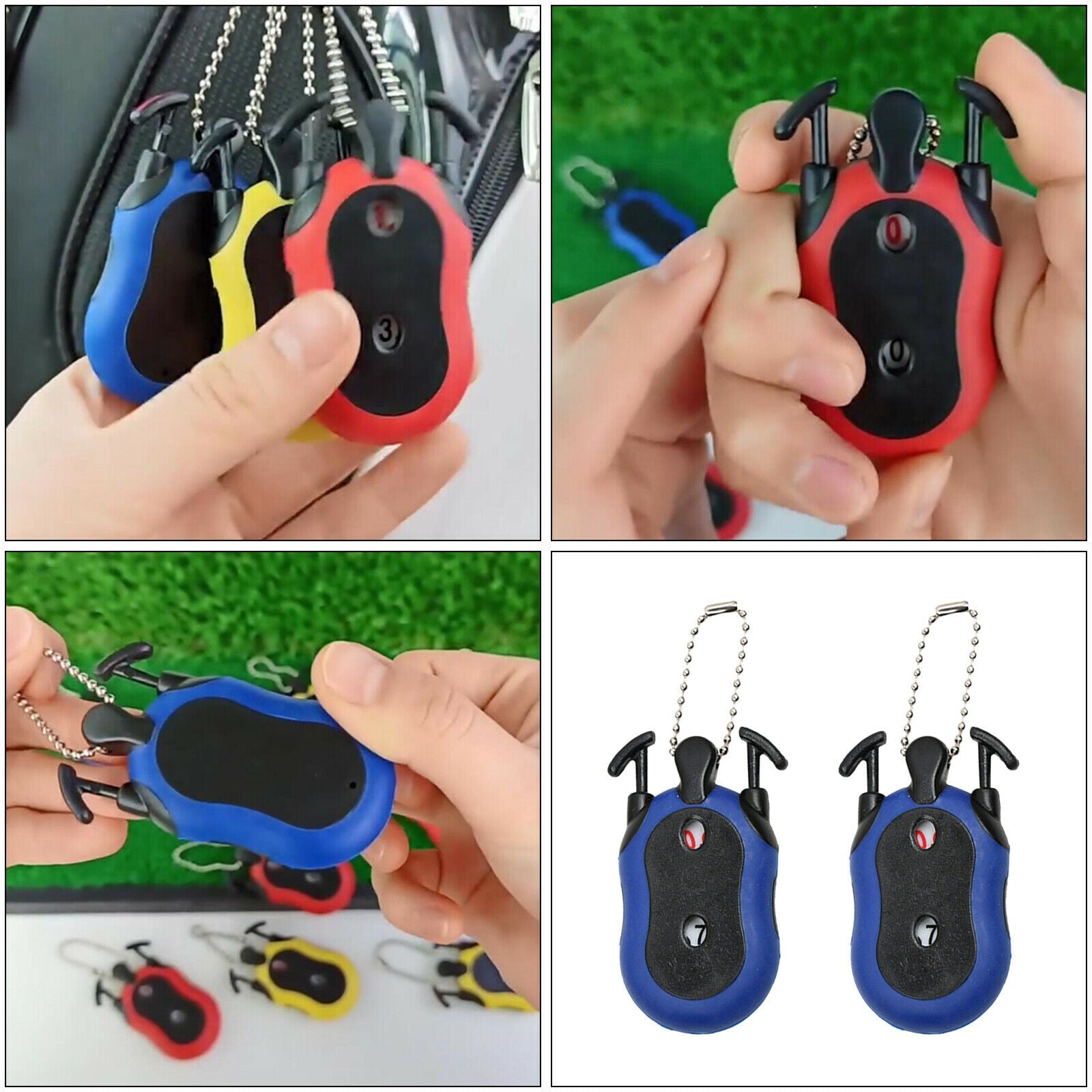 Golf Counter Dual Dial Shot Putt Tally Keeper Scorer with Key Chain Blue