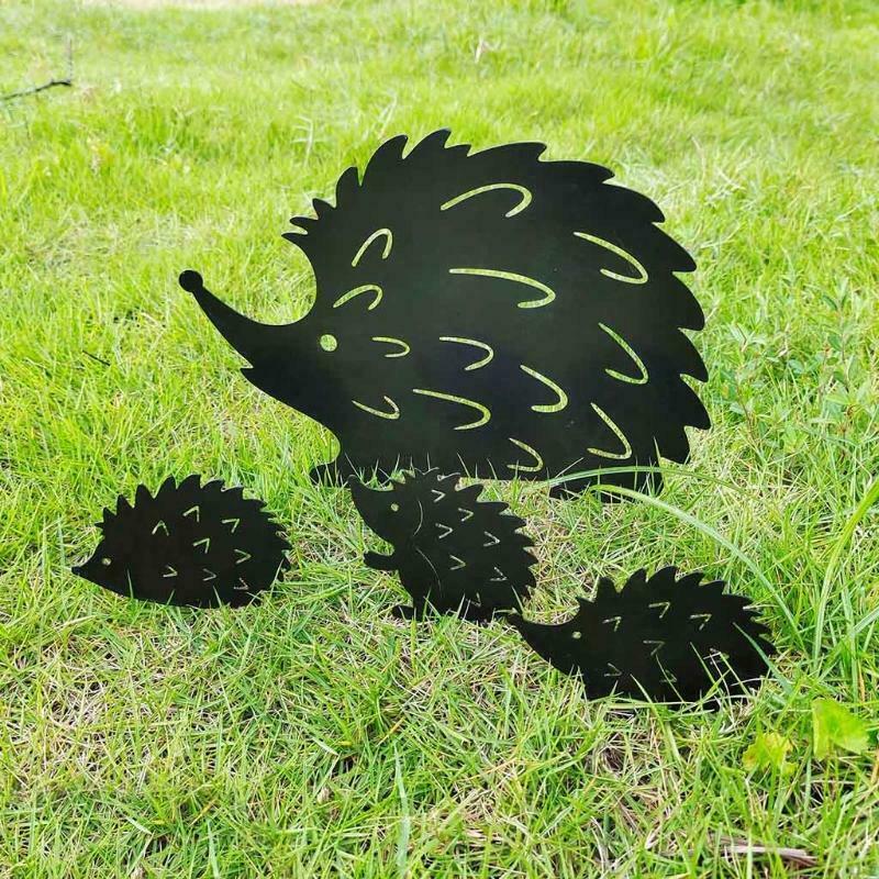 Hedgehog Garden Stakes 4 Pcs Animal Hollow Out Statue for Yard Decoration Gifts