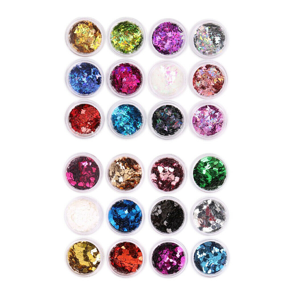 24 Mixed Colors Charms Nail Sequins Long Lasting Nail Art Manicure Ornaments