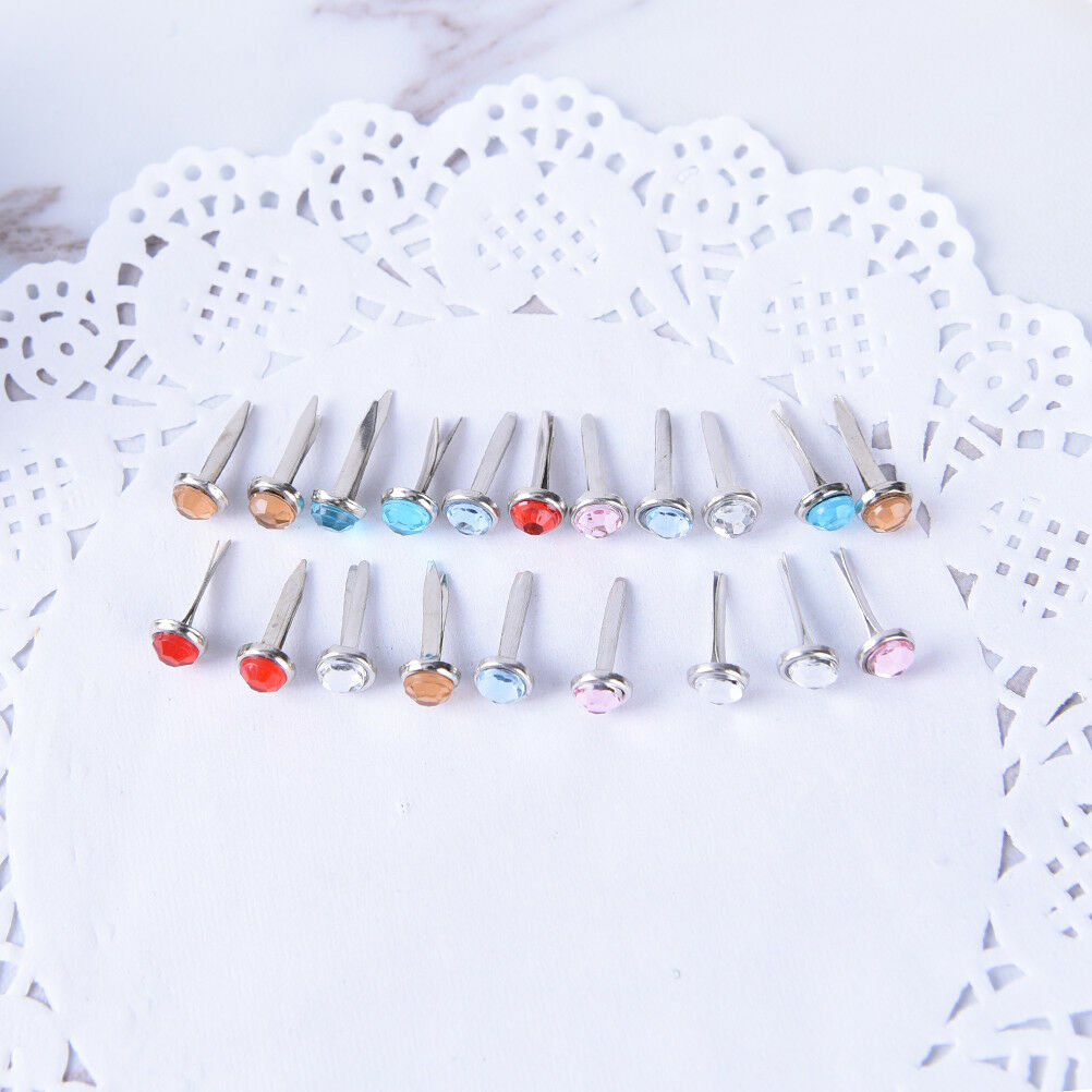 20x Scrapbooking Card Making Diamond Mini Pastel Stamping Round Brad DI.l8