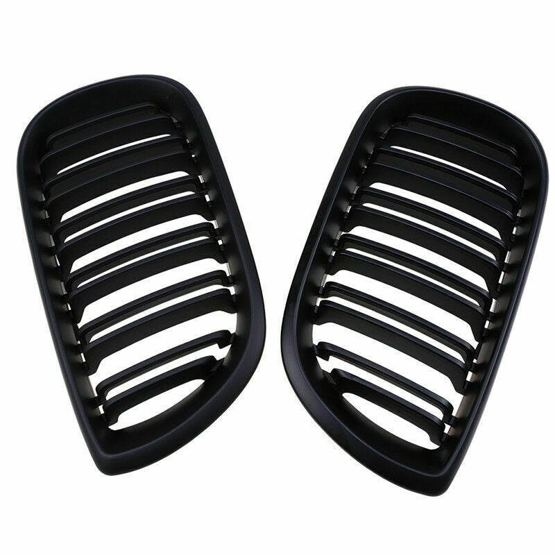 2x Black Front Dual Slat Kidney Grill Grilles For BMW E46 325i 325xi 330xi 01-05