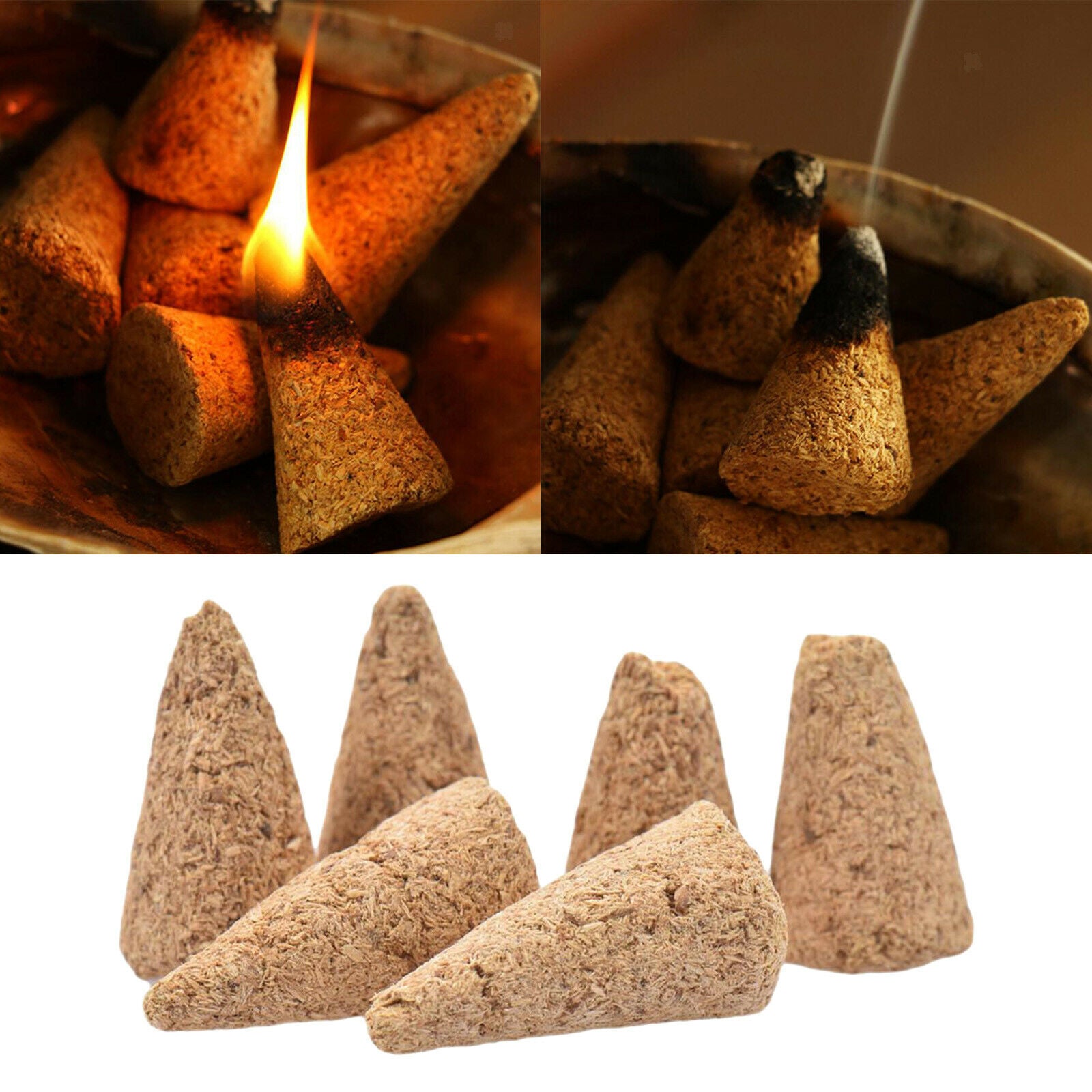 6pcs Sandalwood Bullet Incense Cones Air Purify for Backflow Meditation Gift