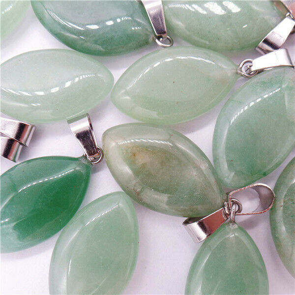 100Pcs 23x15x6mm Wholesale Natural Green Aventurine Marquise Pendant Bead HH8171