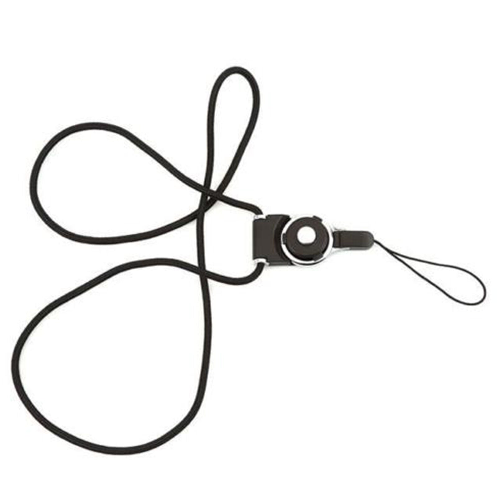 Detachable Ring Neck Strap Lanyard Cell Phone ID Card Camera USB BLACK