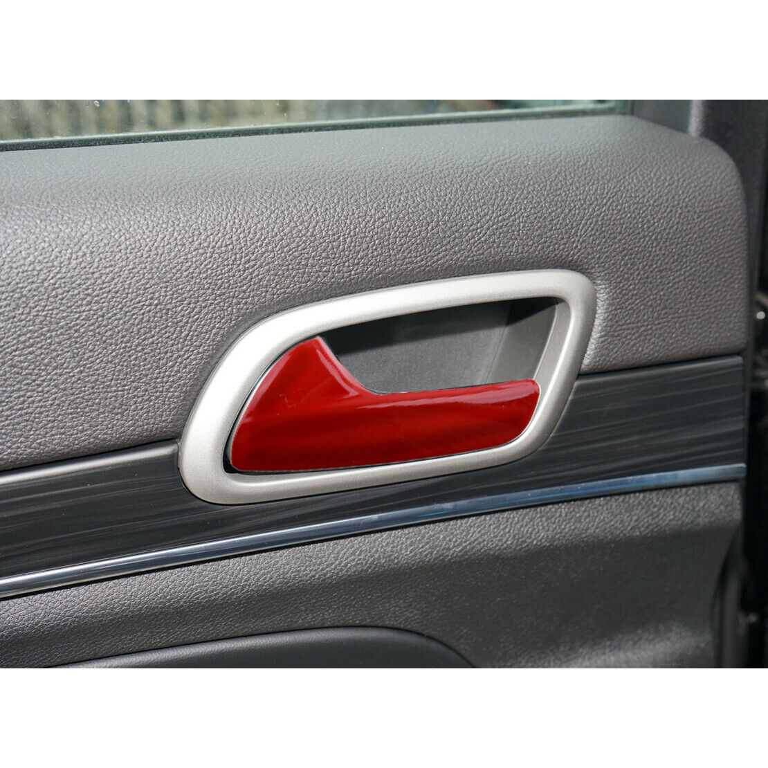 4pc Inner Door Handle Decor Cover Strip Red Fit For Jeep Grand Cherokee 2011-20