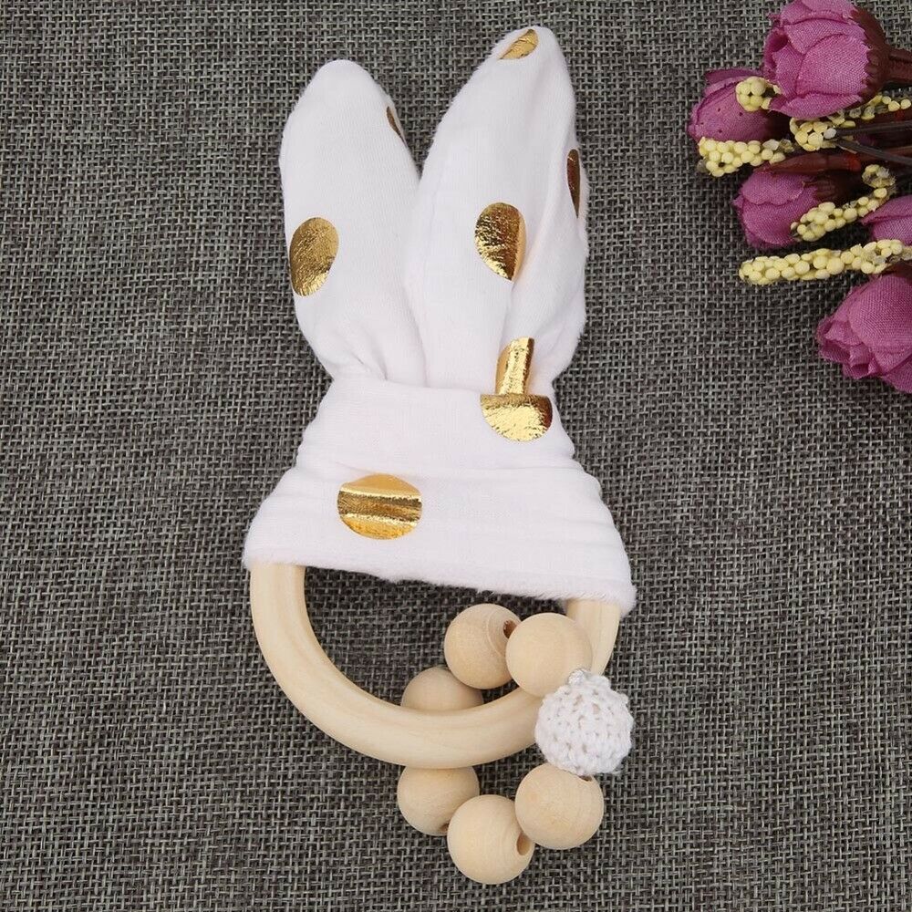 Baby Wood Handmade Colorful Beads with Rabbit Ear 's shape Hanging Decor