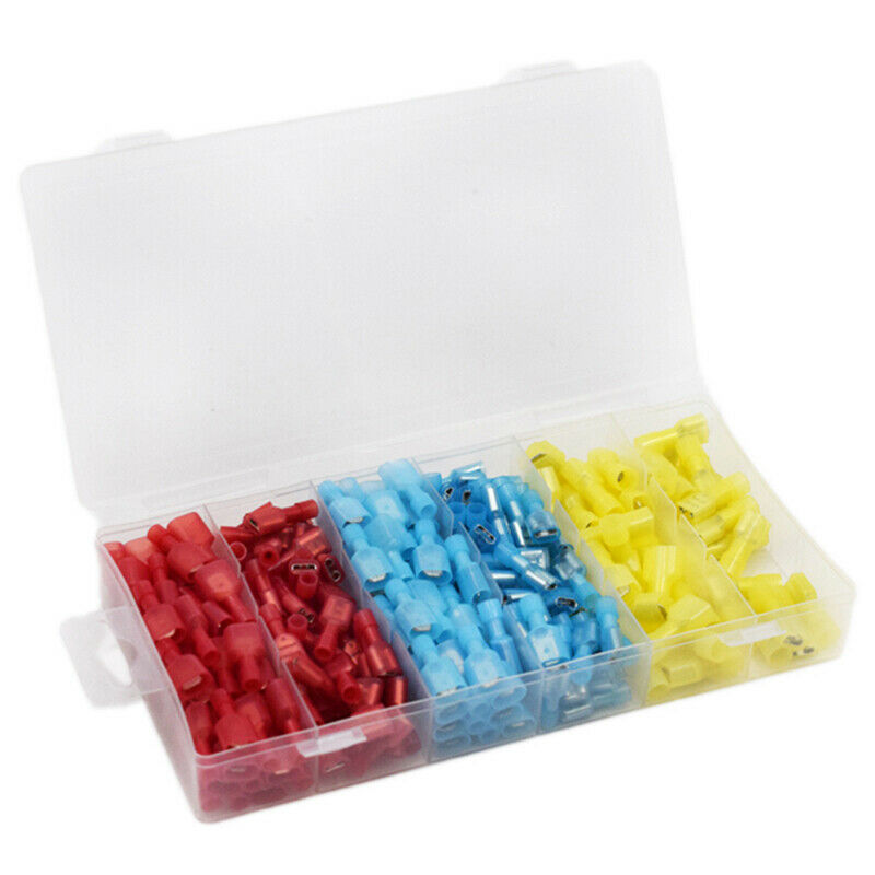 240PCS Nylon Electrical Crimp Wire Connectors Terminals Spade Insulated with Box