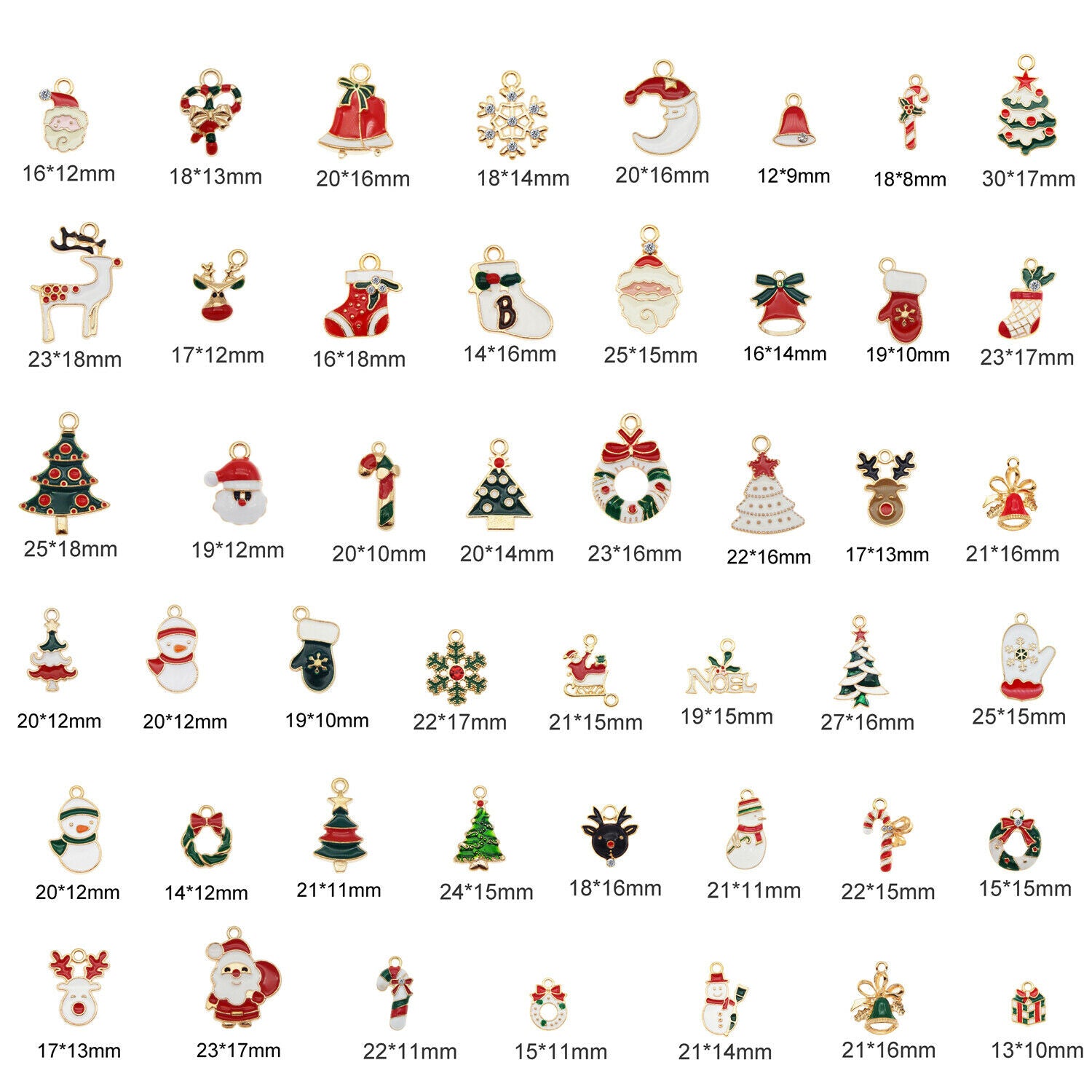 Wholesale Enamel Plated Mixed Random Christmas Pendant Charms DIY Findings 20pcs